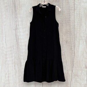 BEACH LUNCH LOUNGE Black Boho Sleeveless Button Front Ruffle Maxi Dress XS